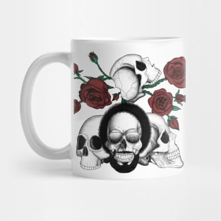 Grunge skulls and roses (afro skull included. Color version) Mug